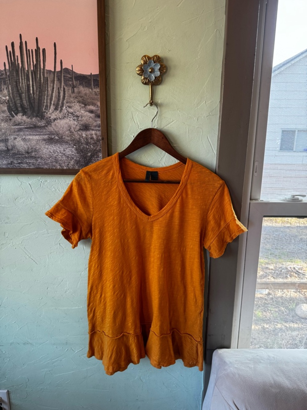 Left of Center Anthropologie Marigold Yellow Orange Tunic Top